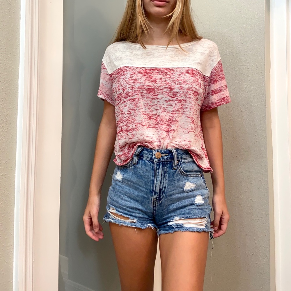 Nollie Red & White Jersey Tee Crop Top